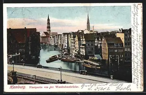 AK Hamburg, Fleetpartie von der Wandrahmsbrücke gesehen