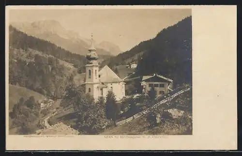 AK Gern / Berchtesgaden, Teil der Ortschaft mit d. Untersberg