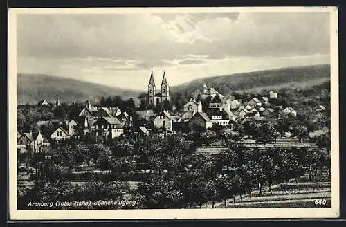 AK Arenberg, Roter Hahn, Ortsansicht bei Sonnenaufgang