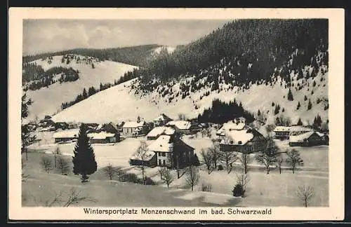 AK Menzenschwand im bad. Schwarzwald, Ortsansicht im tiefen Schnee