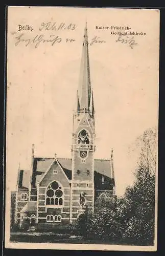 AK Berlin-Tiergarten, Kaiser-Friedrich-Gedächntniskirche