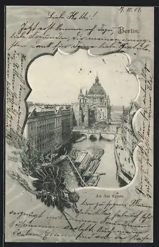 AK Berlin, Partie an der Spree mit Stadtschloss & Blick zum Dom