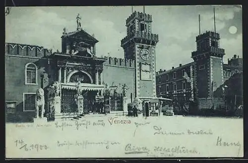 Mondschein-AK Venezia, Porta dell` Arsenale