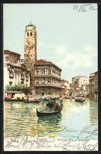 Lithographie Venezia, S.Geremia, Gondeln