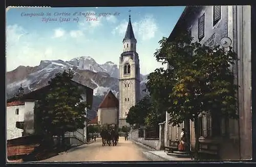 AK Cortina d`Ampezzo, Ortspartie gegen die Tofana