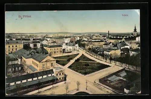 AK St. Pölten, Totalansicht mit Anlage aus der Vogelschau