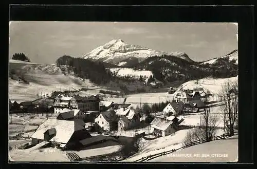 AK Wienerbruck, Ortsansicht mit Ötscher im Winter