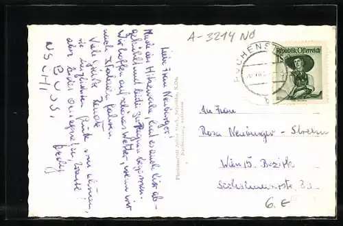 AK Puchenstuben, Gasthaus Wastl am Wald aus der Vogelschau