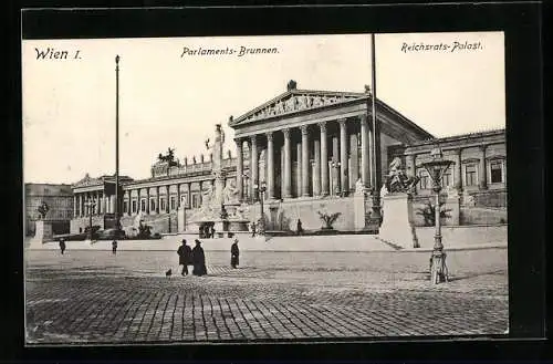AK Wien, Parlaments-Brunnen und Reichsrats-Palast