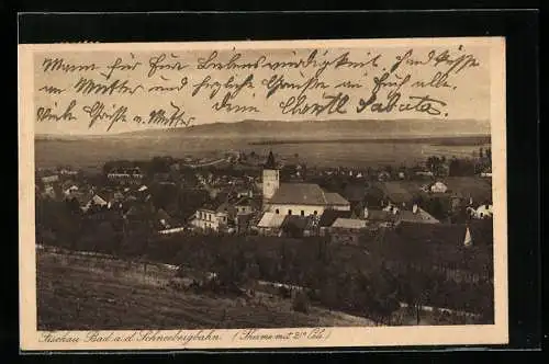 AK Bad Fischau /Schneebergbahn, Ortsansicht aus der Vogelschau