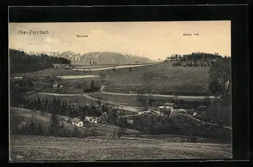 AK Ober-Payerbach, Panorama mit Raxalpe und Stojer Höh