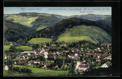 AK Payerbach /N.-Oe., Ortsansicht mit Hotel weisse Rose und Hotel Hüttl