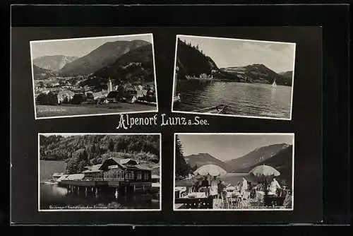 AK Lunz a. See, Gasthaus Grubmayr am Lunzersee, Seepartie, Ortsansicht