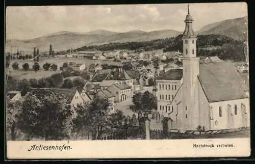 AK Antiesenhofen, Teilansicht mit Kirche