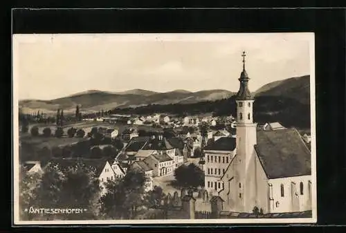 Künstler-AK Antiesenhofen, Teilansicht mit Kirche