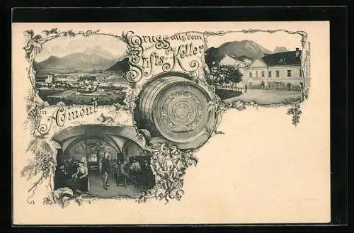 AK Admont, Gasthaus Stifts-Keller, Innenansicht, Teilansicht