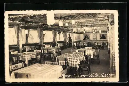 AK Leoben, Gasthaus Stoan-Steira-Stöckl, Innenansicht