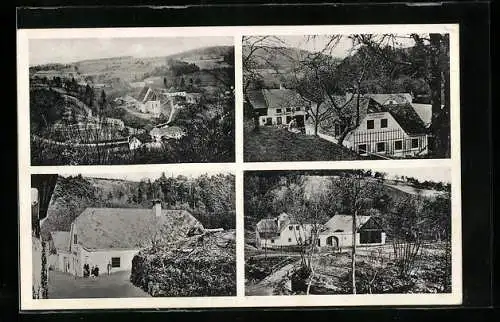 AK Pöbring /N.-Ö., Geschäft, Kirche, Ortspartie