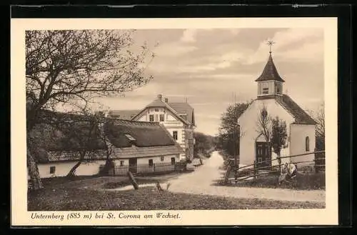 AK Unternberg b. St. Corona, Ortsansicht mit Kapelle