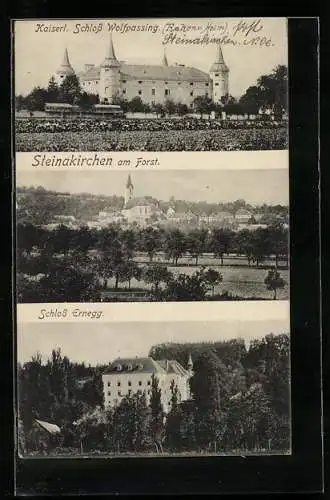 AK Steinakirchen am Frost, Kaiserliches Schloss Wolfpassing, Teilansicht, Schloss Ernegg