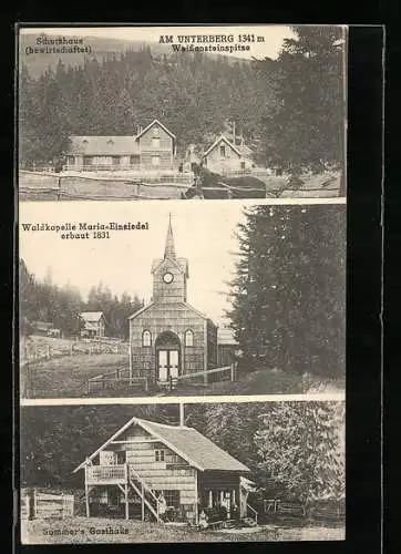 AK Muggendorf, Unterberg Schutzhaus, Waldkapelle Maria-Einsiedel, Gasthaus Sommer, Pferde