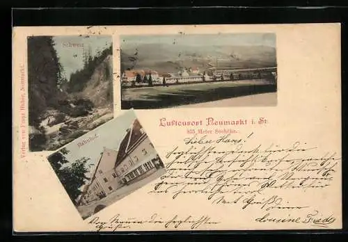 AK Neumarkt i. St., Ortsansicht und Bahnhof