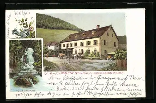 AK St. Aegyd, Jos. Maderthoner`s Gasthaus z. österr. Grenze und Höllenseuche