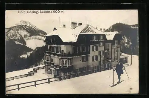 AK Gösing, Hotel Gösing im Winter 1914