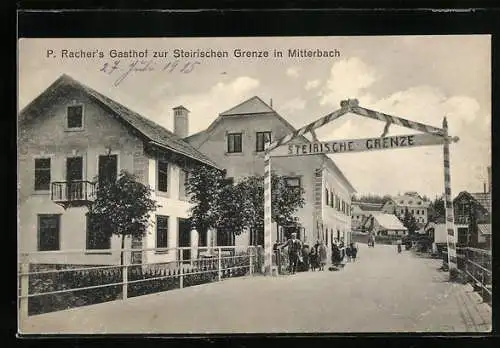 AK Mitterbach, P. Racher`s Gasthof zur Steirischen Grenze