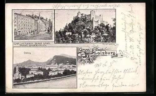 AK Salzburg, Gasthaus Blaue Gans, Franz Gadermayer