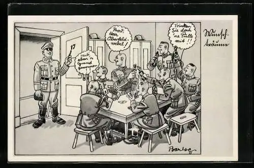 Künstler-AK Ferdinand Barlog: Wunschträume, Soldatenhumor