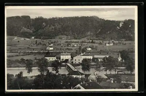 AK Ettenau, Ortsansicht mit Café und Weinhaus Häuslschmid