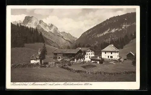AK Weissbach bei Lofer, Hirschbühel, kleine Kapelle mit Blick auf die Berge