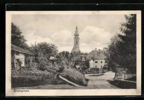 AK Grossgmain, Ortsansicht mit Kirche