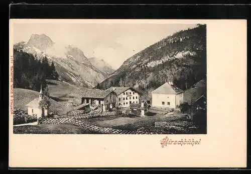 AK Weissbach bei Lofer, Hirschbühel, Ortsansicht mit Bergen