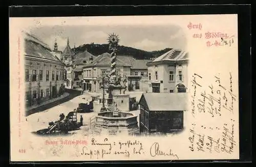 AK Mödling, Franz Josefs-Platz mit Brunnen