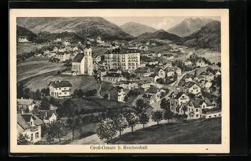 AK Gross-Gmain bei Reichenhall, Ortsansicht aus der Vogelschau