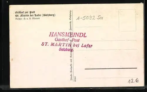 AK St. Martin bei Lofer, Gasthof zur Post, Bes. H. und U. Meindl
