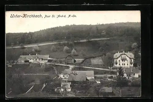 AK Unter-Kirchbach, Ortsansicht mit Strasse aus der Vogelschau