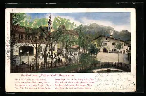 AK Grossgmain, Gasthof zum Kaiser Karl mit Gedicht