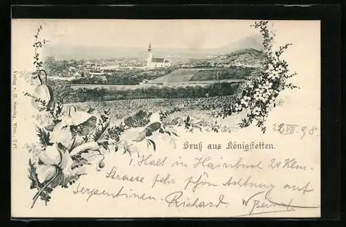 AK Königstetten, Ortsansicht aus der Vogelschau