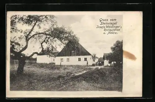 AK St. Andrä-Wördern, Steinriegel, Blick auf Josefa Weidlinger`s Restaurant und Meierei