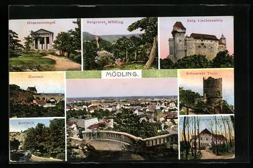 AK Mödling, Husarentempel, Anninger Schutzhaus, Burg Liechtenstein, Klausen, Kurpark, Schwarzer Turm