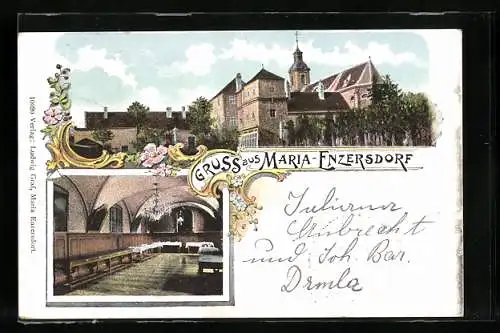 AK Maria-Enzersdorf, Ortsansicht mit Stiftkirche, Inneres der Kirche