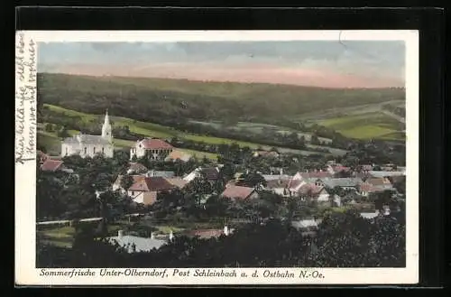 AK Unter-Olberndorf /Schleinbach, Ortsansicht mit der Kirche