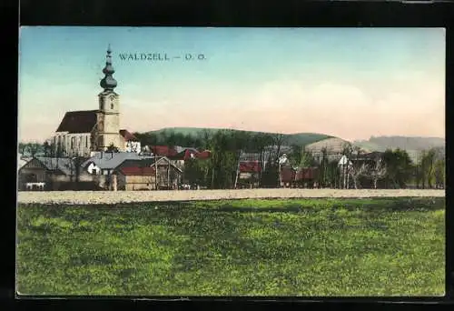 AK Waldzell /O. Ö., Ortsansicht mit Kirche