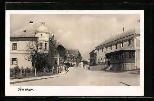 AK Timelkam, Strassenpartie mit Turmgebäude