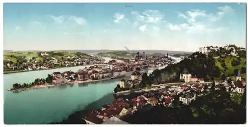 Riesen-AK Passau, Panorama mit Vereinigung der Drei Flüsse