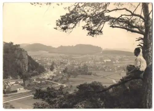 Fotografie unbekannter Fotograf, Ansicht Dahn / Pfalz, Panorama der Ortschaft