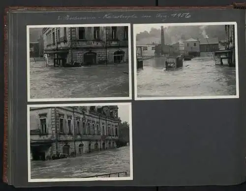 2 Fotoalben mit 89 Fotografien, Ansicht Reichenbach i.Vogtland, VEB Textilveredlungswerk, Werksansicht, 1957